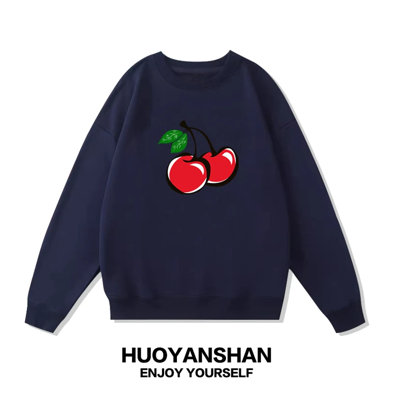 

Couple's Fce Lined Oversized Hoodie round Ne Sweatirt Loose Top Trendy Brand College Sle Cotton Polyester Blend Casu...