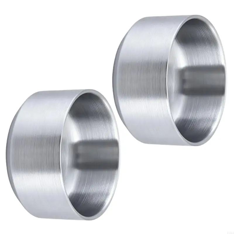   Pack of 2 Scratch Resistant Stainless Steel Bowls Small Double Wall Rice Bowls for Home Practical Metal Dishware