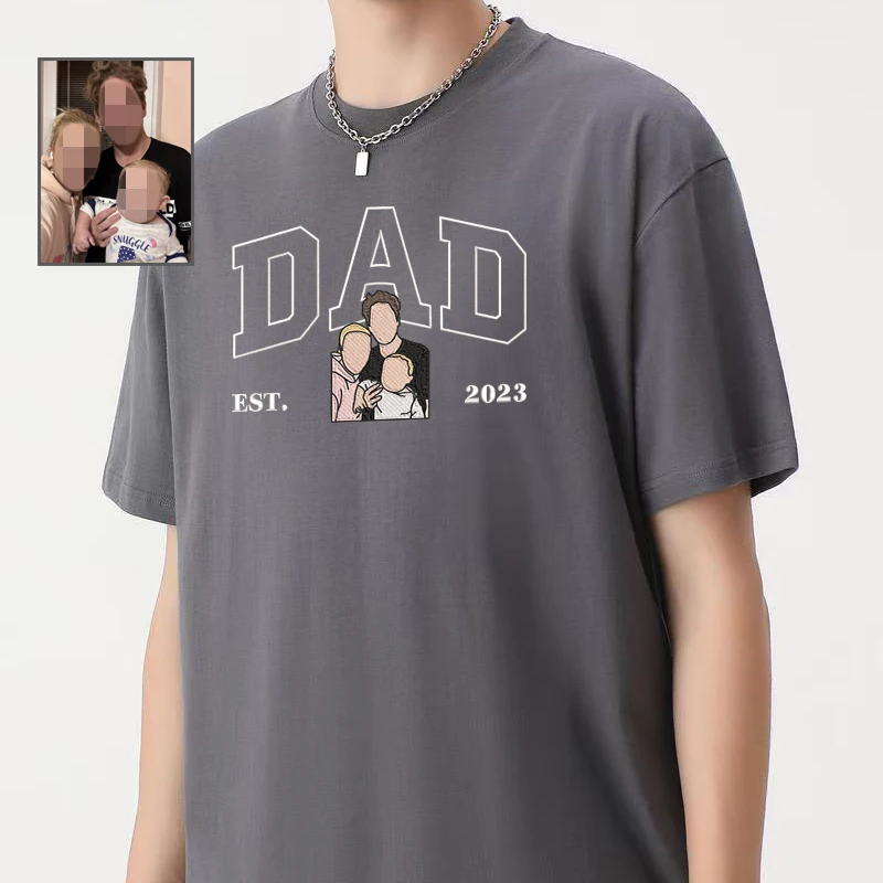 

Custom Embroidered Dad Sweatshirt With family photo Portrait – Personalized Gift for Father’s Day Birthday or Christmas