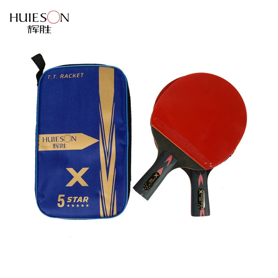 HUIESON Official Authorization 5Star Carbon Table Tennis Set Super Powerful Ping Pong Bat For Adult Club Training New Upgraded