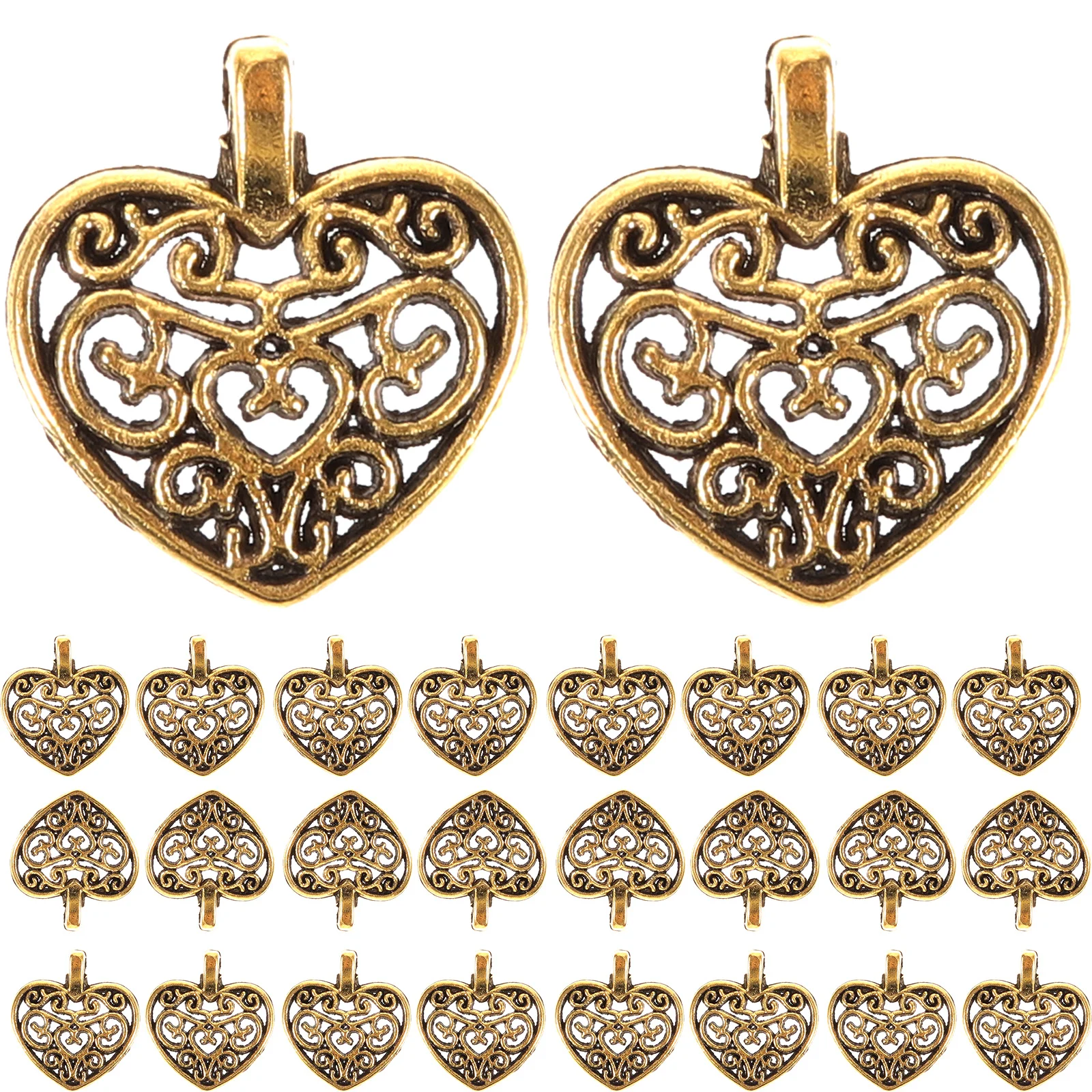 

50 шт., металлические подвески с золотым полым сердцем, сплав, ожерелье, серьги, аксессуары, крошечные сокровища для женщин, ручная работа