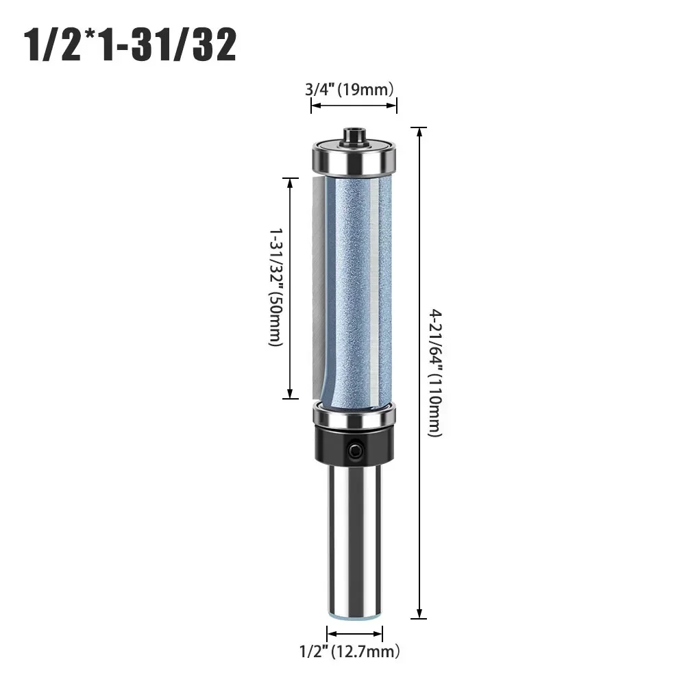 1pcs 1/2 12mm Shank Router Bit Flush Trimming Tool Woodworking Milling Cutter DIY Double Bearing Trimmer Engraving Tools