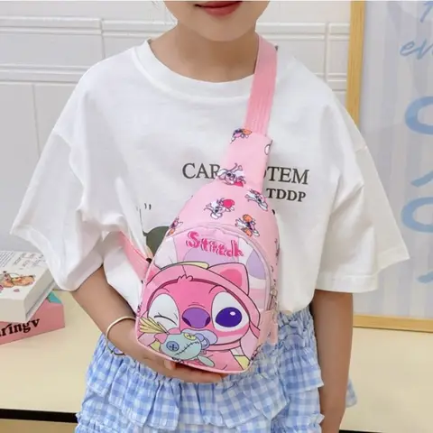Borsa a tracolla per bambini Stitch & Angel, borsa a tracolla per bambini Cartoon Anime Borsa a tracolla casual alla moda per ragazze dei ragazzi