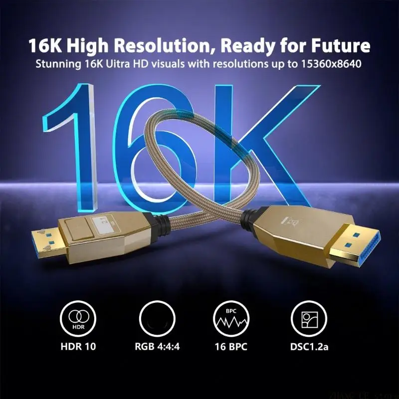 M5TD High Performances DP 2.1 Cable 80Gbps Resolution 240Hz Rate HDCP 2.2