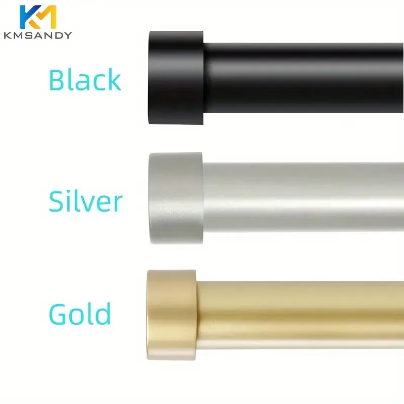 Customizable Metal Curtain Rods In Black, Golden, Silvery - 1