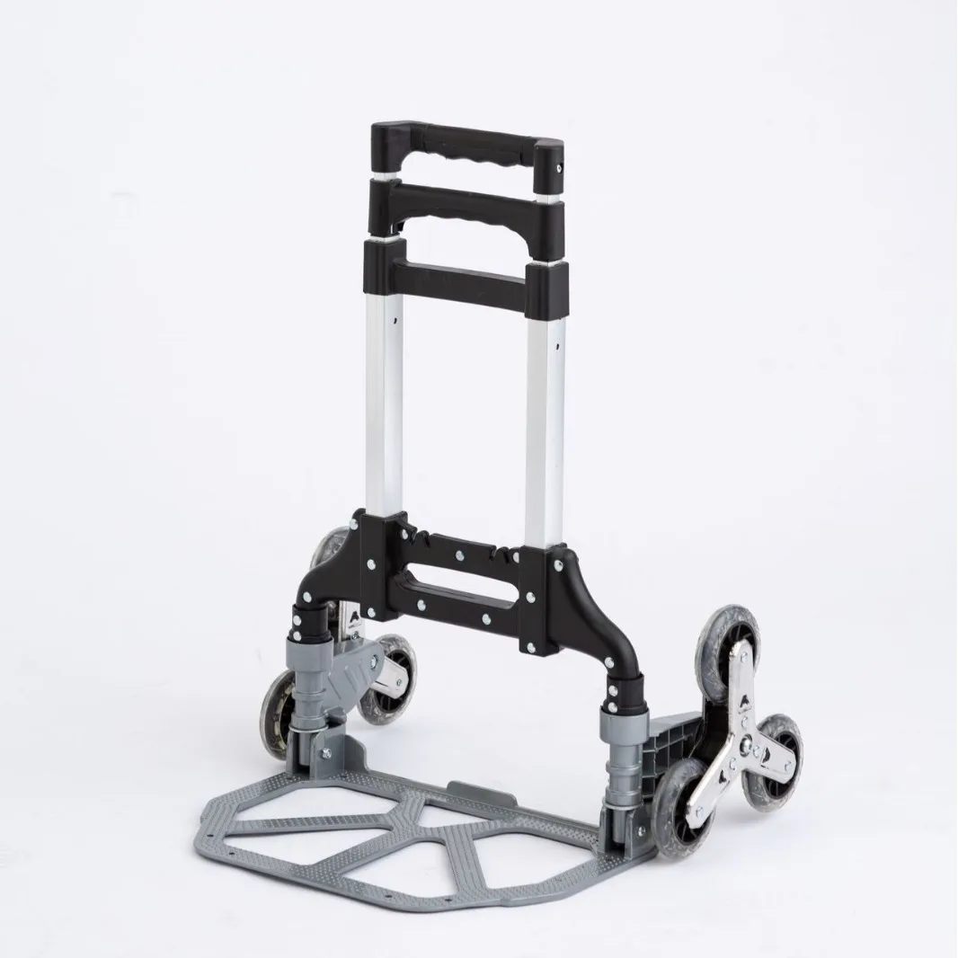 

6 Wheel Foldable Aluminum Hand Truck Climbing Stair Trolley With Handcart For Shopping Lightweight Folding Luggage Cart