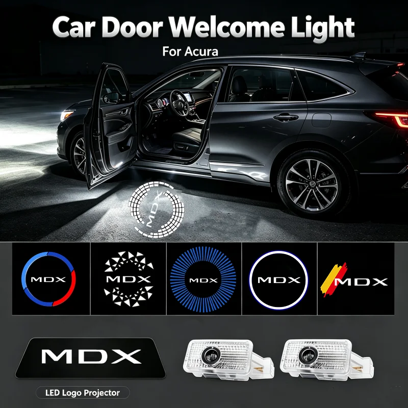 2PCS Ghost Shadow Logo LED Car Door Courtesy Projector Welcome Lamps For Acura MDX 2007‑2021 Interior Modification Accessories