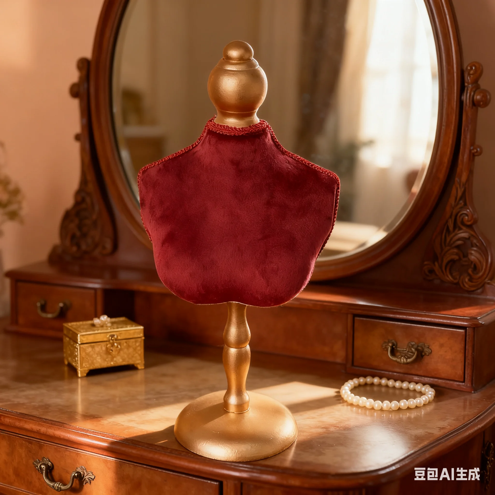 

Red Velvet Jewelry Display Stand, Elegant Necklace & Bracelet Holder for Photography, Store Decor