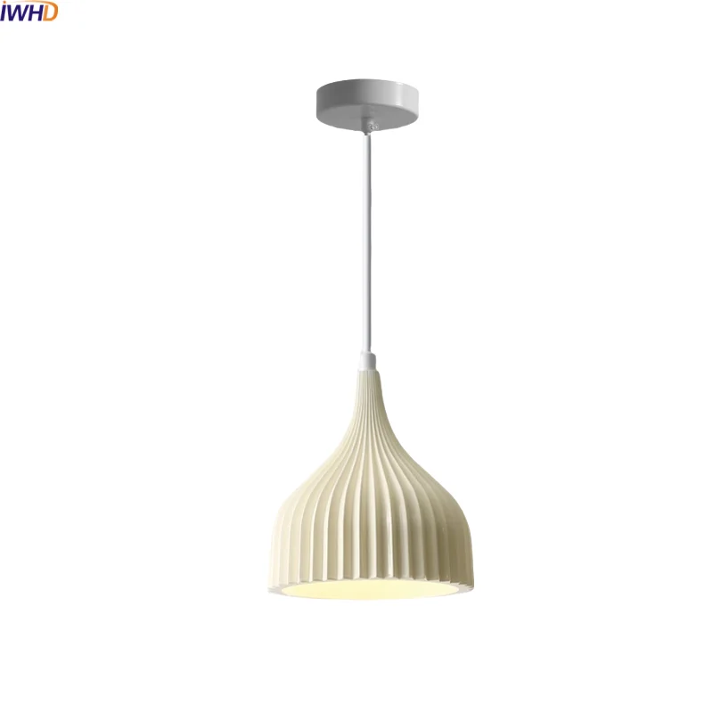 

IWHD Milky White Resin LED Pendant Lights Kitchen Bedroom Living Room Decor Home Decoration Pendant Lamp Luminaire Suspension