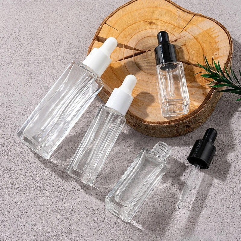 20 Stück 5ml 7ml 10ml 20ml Quadratische Tropfflaschen aus Glas, Leere Flaschen für Ätherische Öle, Aromatherapie, Tragbare Kosmetik-Probenfläschchen – Detail 2
