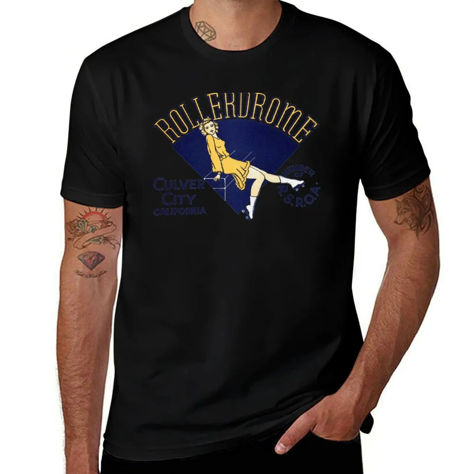 1940's Rollerdrome Culver City California T-Shirt Festival Casual Short Sleeve T-Shirt
