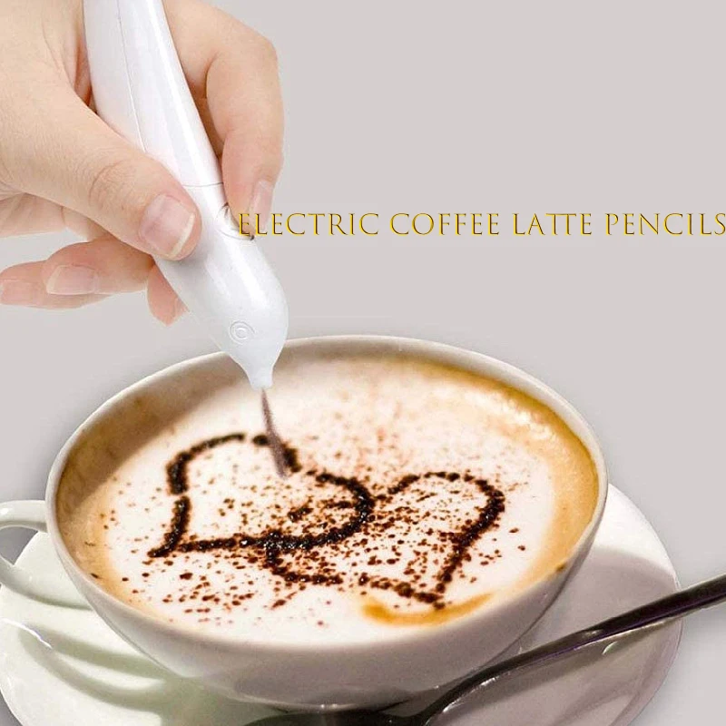 Electrical Latte Art Pen Coffee Carving Pen Baking Pastry Tools Portable Reusable Cappuccino Latte Cake Decoration Kitchen Tools