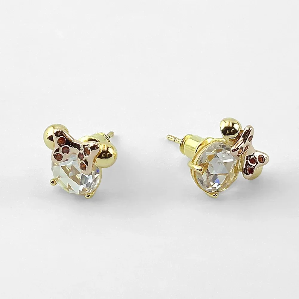 

VKVVA Gold-plate Zircon Cute Black White Glass Minni Mouse Stud Earrings,Fashion Jewelry for Women Girl Unique Birthday Gifts