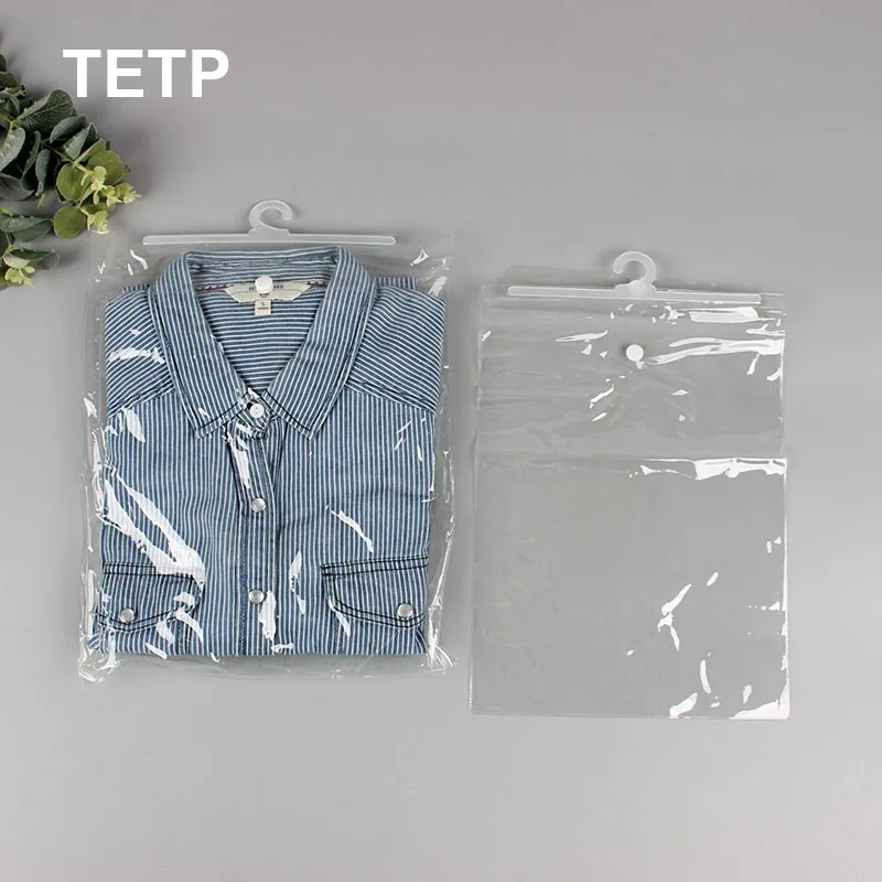 

TETP 30cs Transparent Bags With hangers Home T-Shirt Jeans Jacket Swimwear Packaging Storage Organizer Store Clothing Display