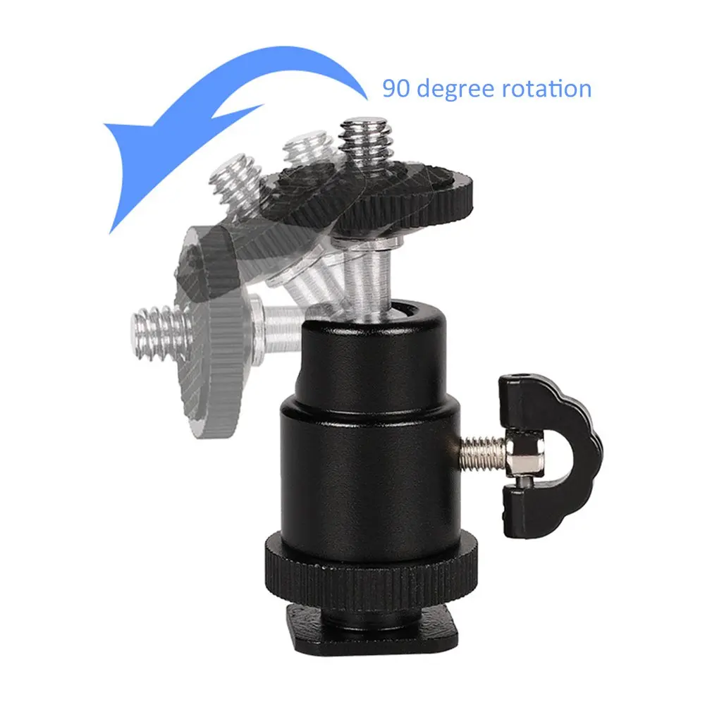 Photography Light Bracket Metal Hot Shoe PTZ Small Cloud Platform Bracket 1/4 Screw Interface Universal Ball Tripod Holder