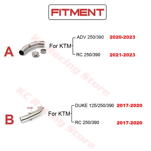 Imagen 2 del producto Para KTM DUKE 125 250 390 ADV Adventure 2017 2018 2019 2020 2021 2022 2023 51mm tubo de conexión central de escape tubo de conexión de silenciador