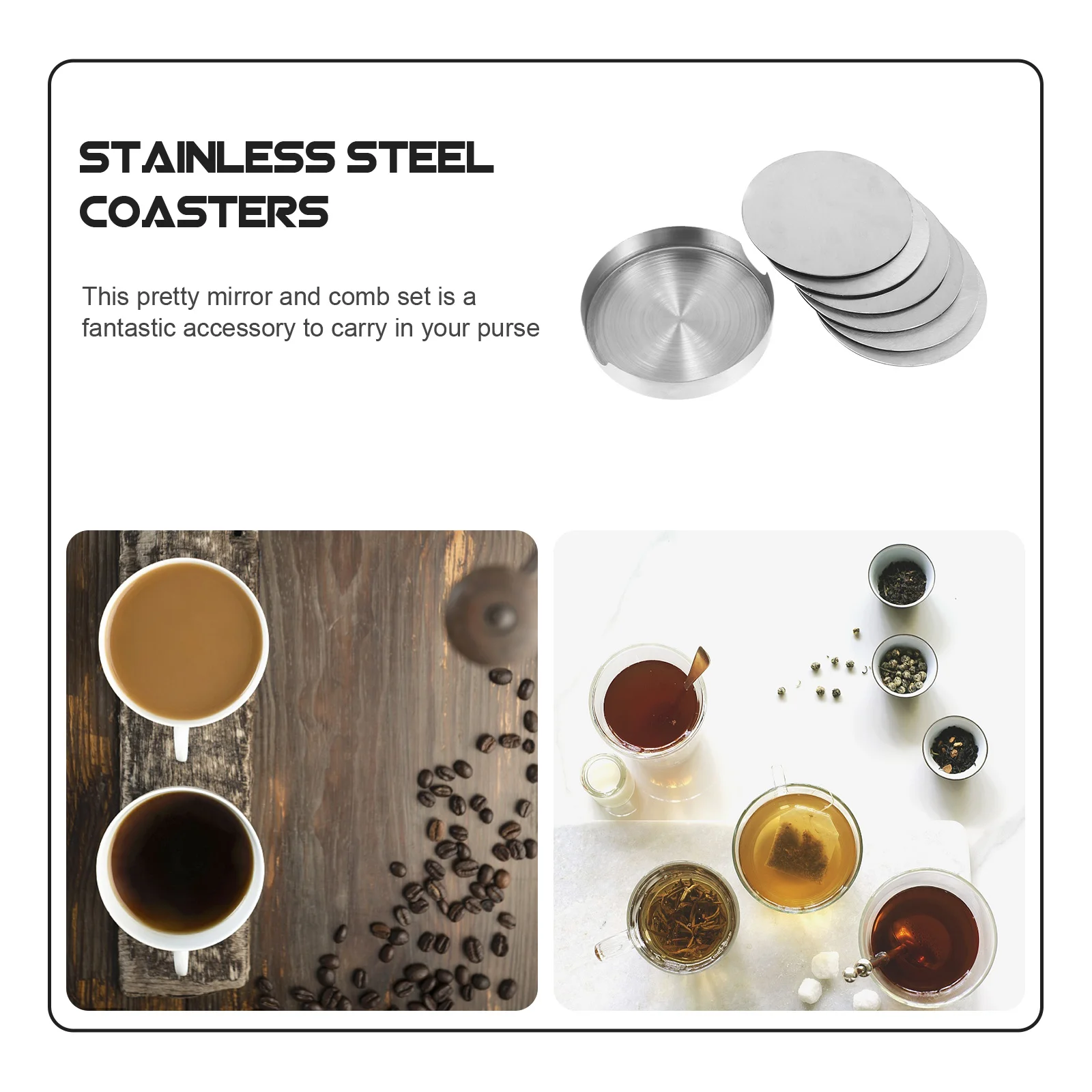 

1 set Round Coasters Silver Heat-Resistant Table Pads For Cups Bowls Anti-Slip Stainless Steel Insulated Mats Bowl