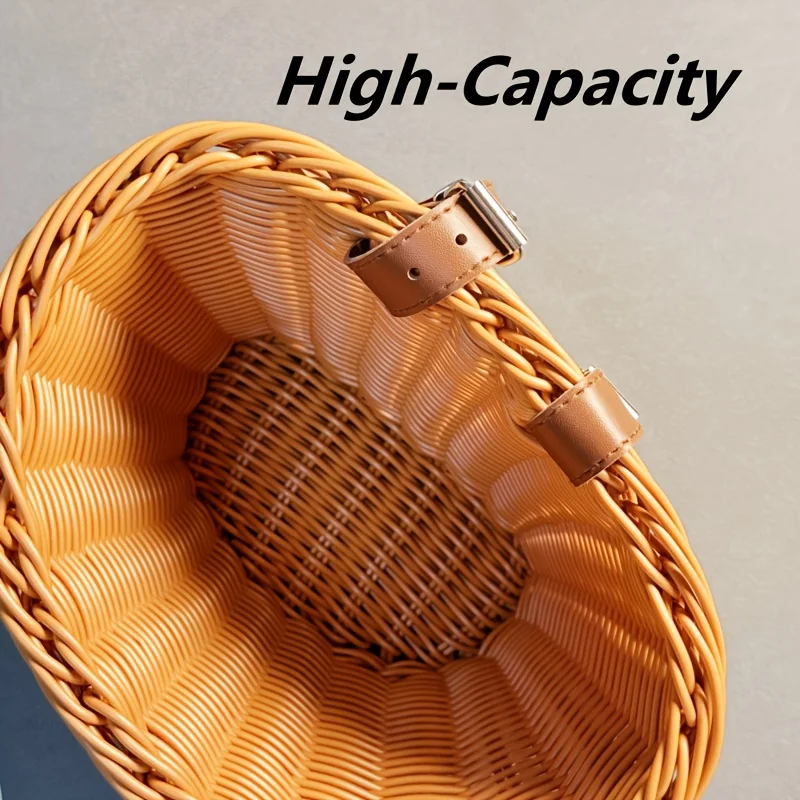 1pc Front Hanging Basket Imitation Vine Children's Scooter Balance Bike Bicycle Basket, Handwoven -Slip Wicker Hanging Accessory