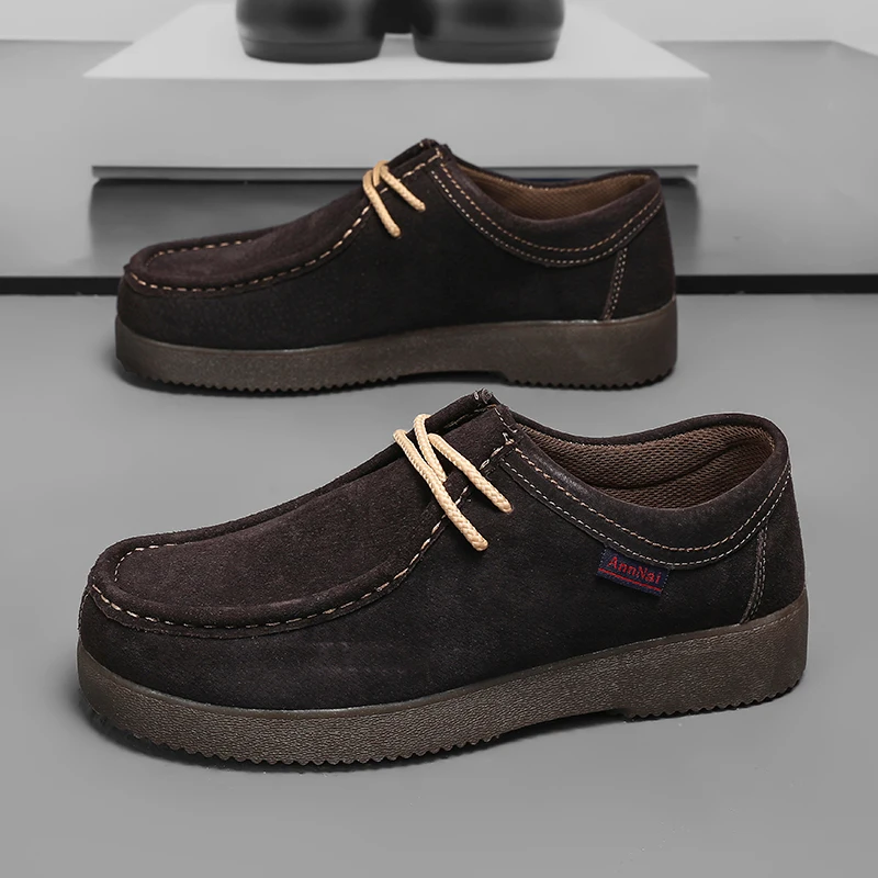 

New Trendy All-match Men's Casual Shoes Suede Leather Male Sneakers Classic Simple Oxford Shoes Versatile Formal Dress Footwear