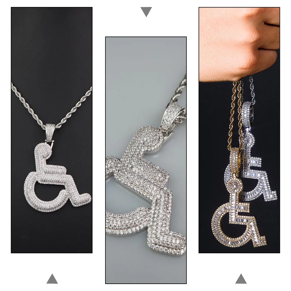 

1 pc Hip Hop Necklace Unique Pendant Decor For Wheelchair User Shaped Meaningful Exaggerated Chain Personality Dangle Ornament