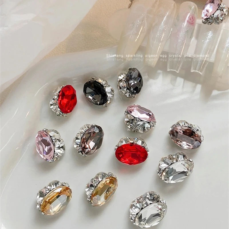 

5pcs Colorful Pigeon Egg Pile Drill Square Pointed Bottom Crystal Geometric Nail Art Decoration Rhinestones Manicure Accessories