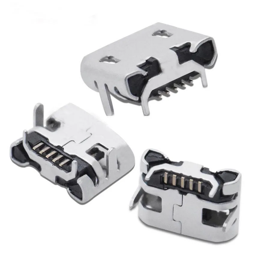 

10Pcs Micro USB 5pin Ox Horn Female usb Socket Flat 4pin Socket Mini usb Connector