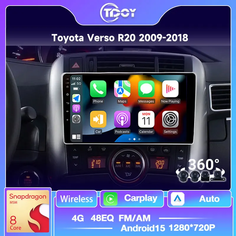 

Car Radio Autoradio For Toyota Verso R20 2009-2018 Android Auto Wireless Carplay Bluetooth WIFI GPS Video Player Multimedia Car