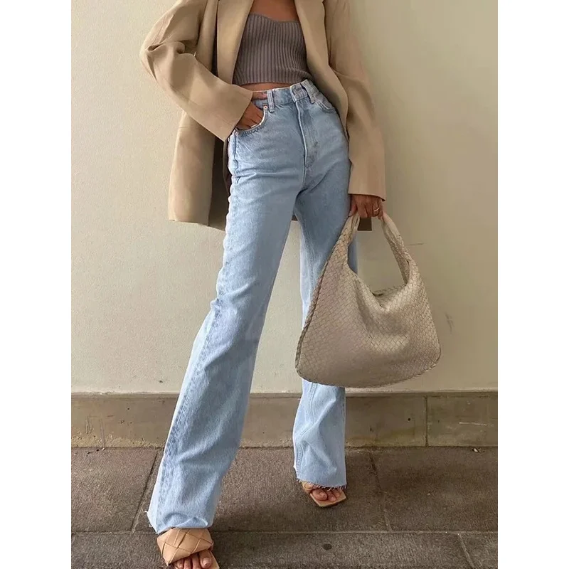 

Bonny Casual Fashion Straight Leg Women's Jeans Denim Bottom Harajuku Boyfriend Long High Waist Baggy Jeans Fall Pants