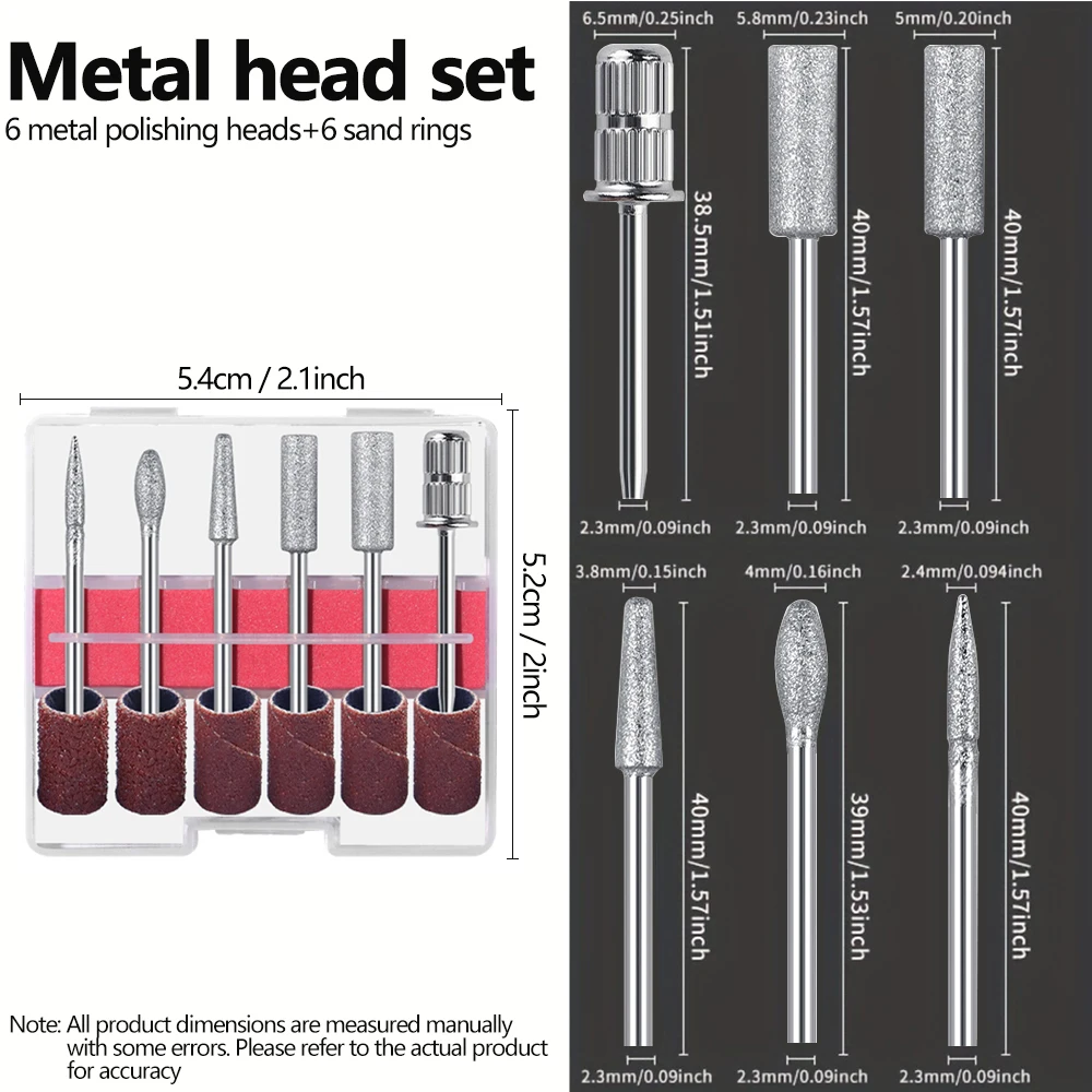 6/30 Stück Nagelkunst-Bohrer, Ersatz-Schleifpapierkopf-Set, Gel-Tipps, Schleif- und Polierwerkzeug, Zubehör für Pediküre-Maschinen – Detail 17