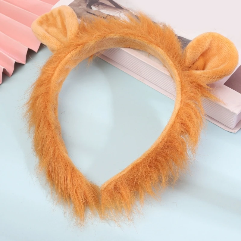 Animal Cosplay Costumes Lion Ears Headband Tail Bowtie Halloween Party Props