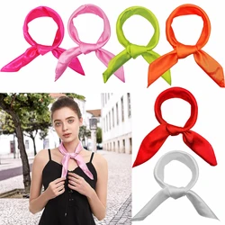 2pcs Head Scarf Square Neck Ribbon Neck Scarf Satin Scarf Handkerchief for Halloween Retro Women Costume Accessory