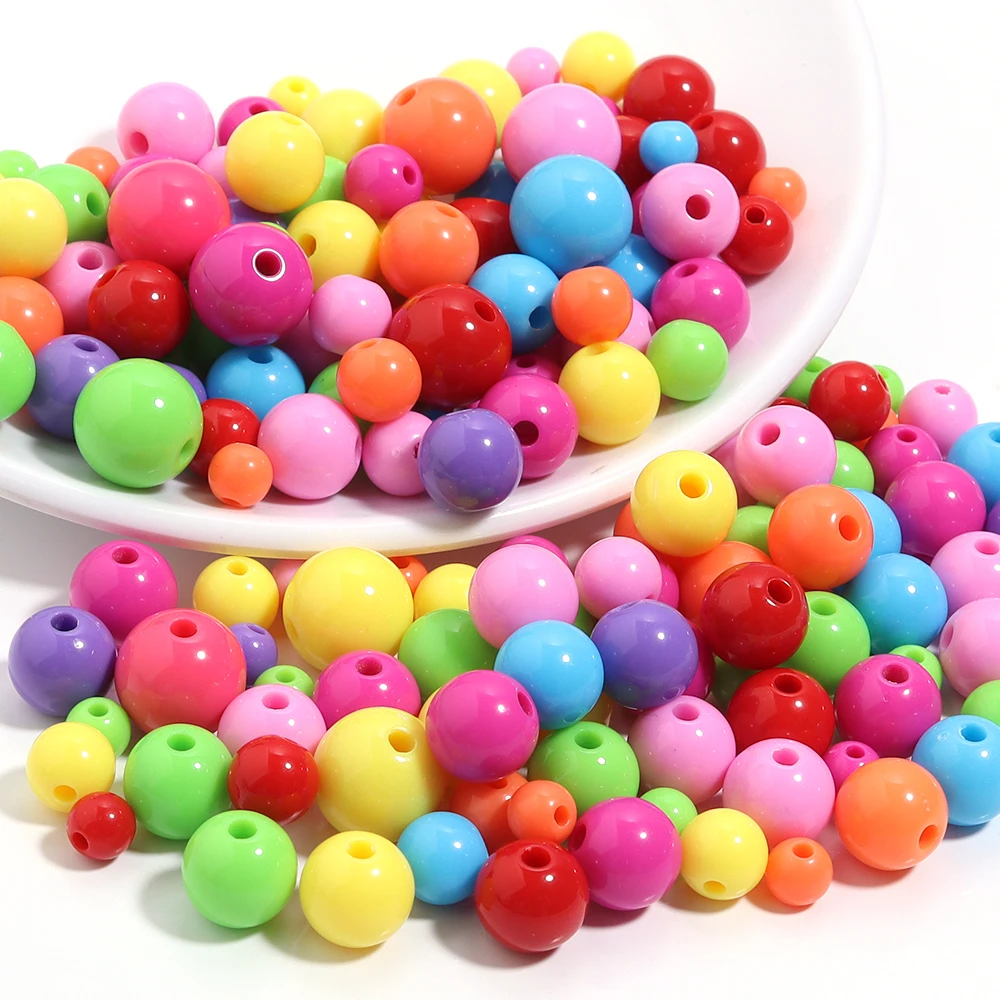 6/8/10/12/14/16/18/20mm Kaugummi Bunte Spacer Perlen Runde lose Acryl Perlen für Diy Armband Halskette Schmuck Machen