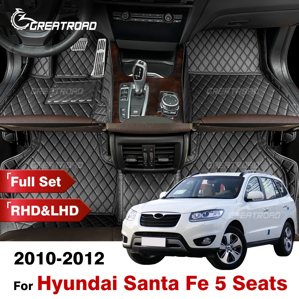 

Car Floor Mats For Hyundai Santa Fe 5-Seats 2010 2011 2012 Foot Pads Carpet Cover Interior Accessories