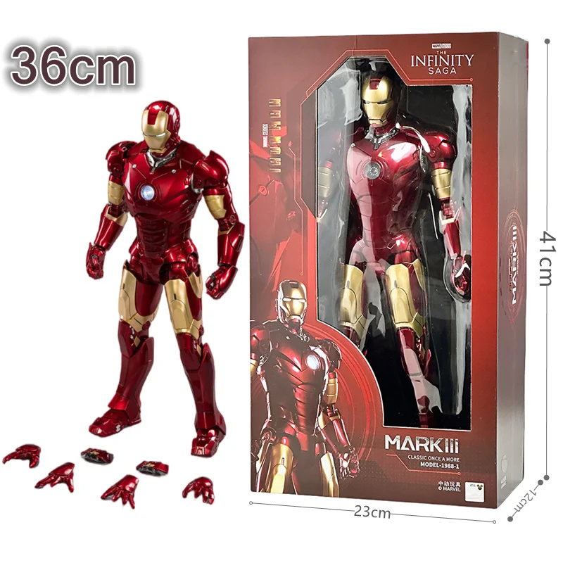 

ZD Toys 1/5 Iron Man MK3 36CM Marve legends 10th Anniversary Memorial Collect LED Tony Stark Model Action Figure