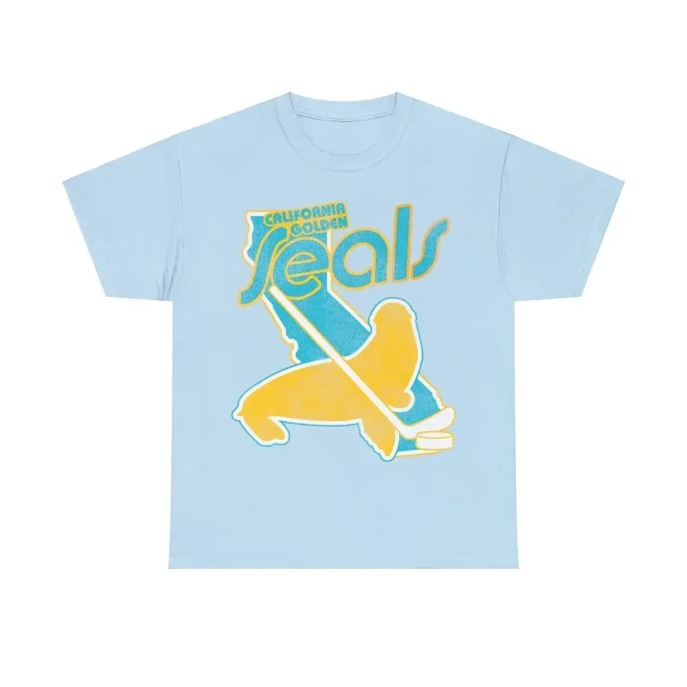 Футболка с ностальгическим логотипом калифорнийской хоккейной команды Golden Seals, хлопковая, роскошная, винтажная, большого размера