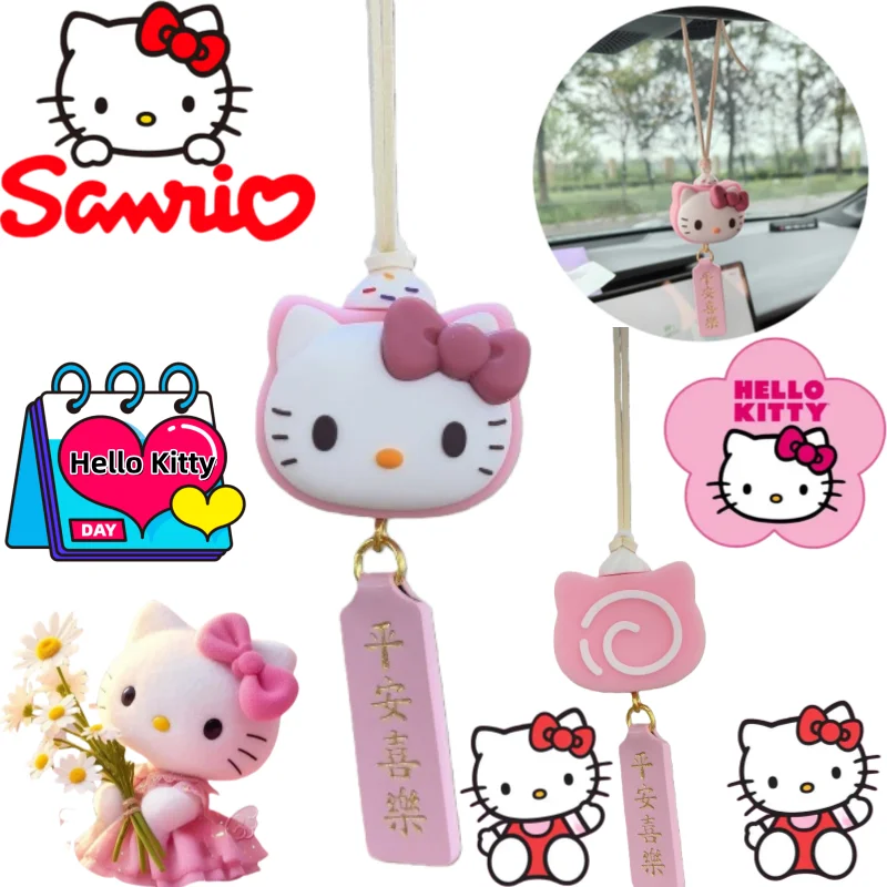 Sanrio Hello Kitty car lanyard creative high-appearance anime merchandise cartoon figurine cute car rearview mirror decoration