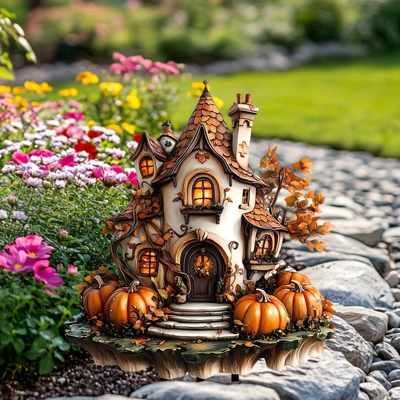 Glam Style Acrylic Tree House Garden Stake - Multipurpose Outdoor Decor for Potted Plants and Flower Beds  Gift Landscape Theme