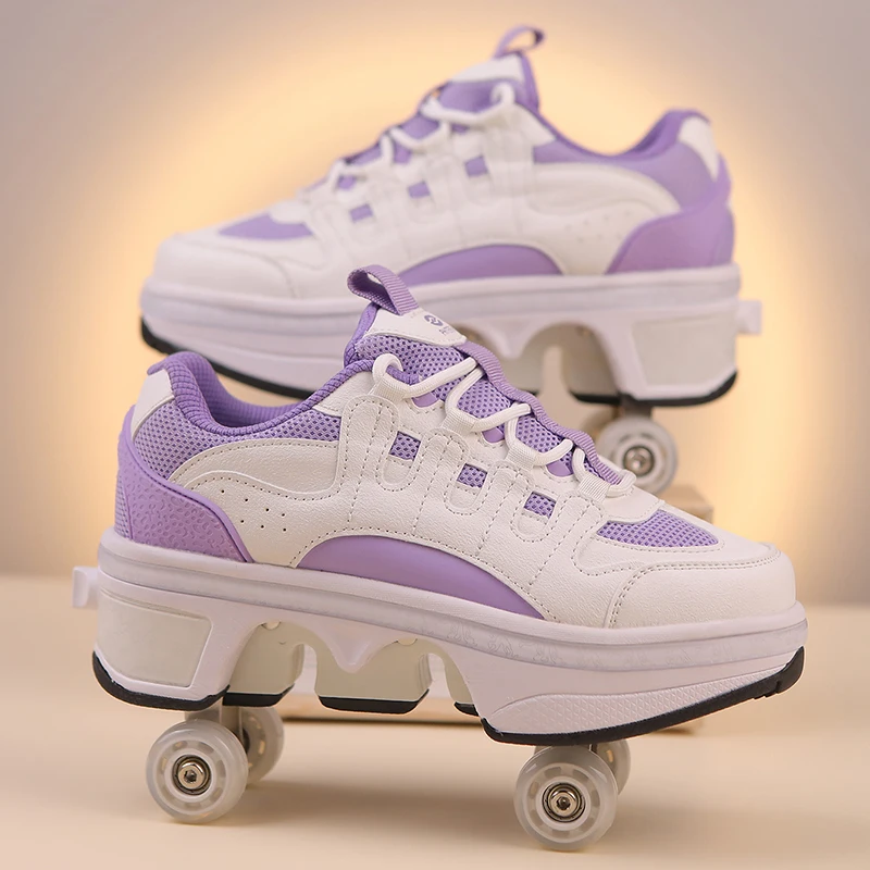 

Childrens Rollerblade Shoes Come 4wheels That Can Stretch and Slide Dual Purpose Outdoor Fashion Street Skating Shoes for Kids