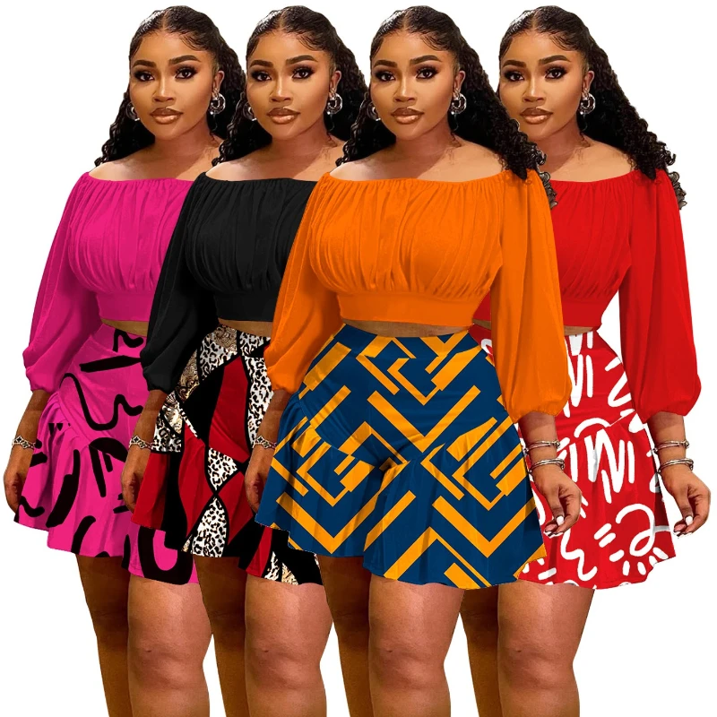 

Shorts Skirts Pant Set Women Two Piece Sets Off Shoulder Full Sleeve Top Short Pants High Waist Y2k Streetwear Slim Fit Spring