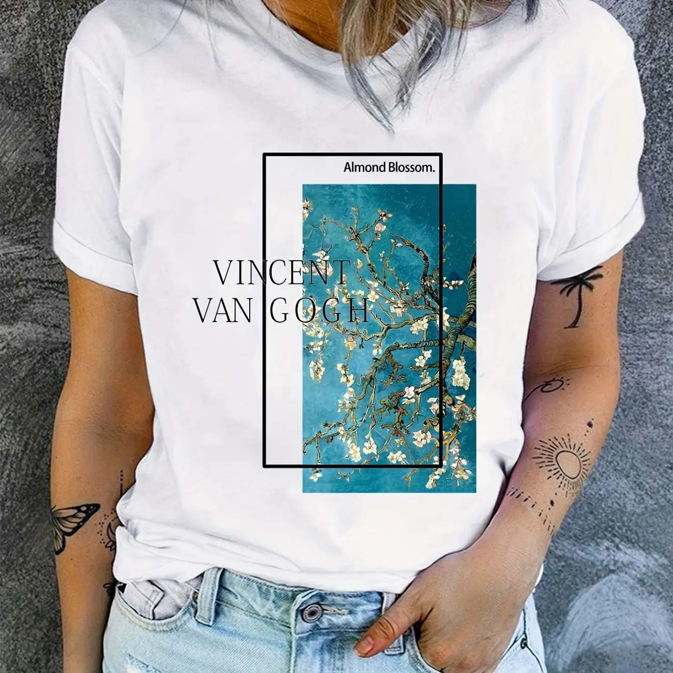 Van Gogh Print Women's T-Shirt Summer Cool Breathable Short Sleeve Casual Comfort Top Fashionable Street Style Women's Clothing