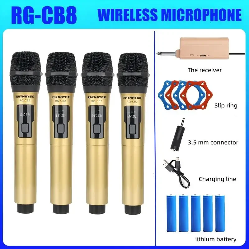 

RAYHAYES RG-CB8 UHF Wireless Microphone Professional Cardioid Dynamic Handheld Mic Micphone With Receiver For Party Karaoke