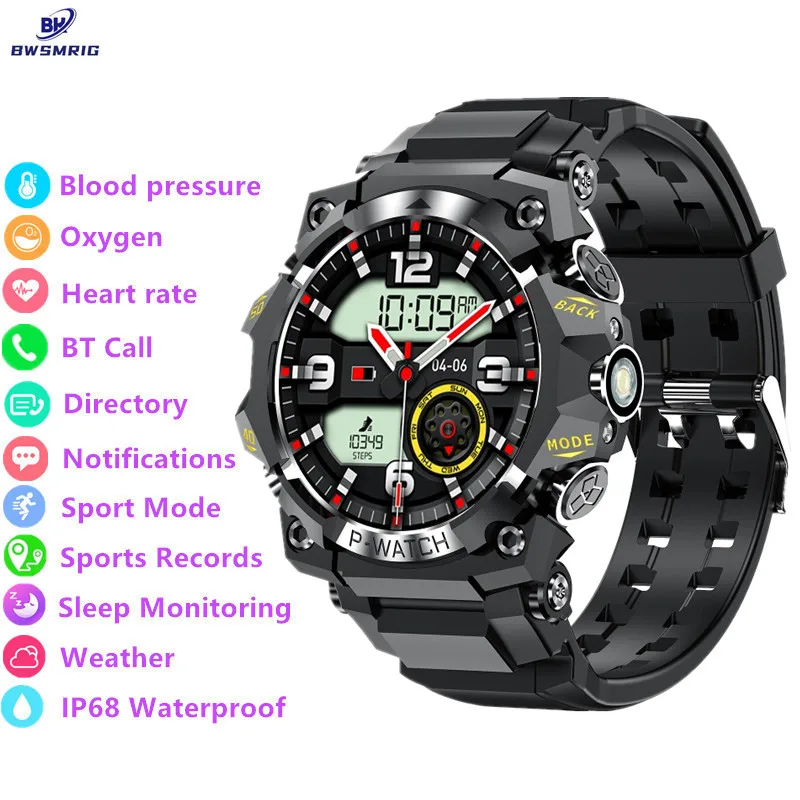 

2025 New Men's Smart Watch Bluetooth Call IP68 Waterproof Blood pressure Heart Rate Sleep Monitor Outdoor Sport Smartwatch Men