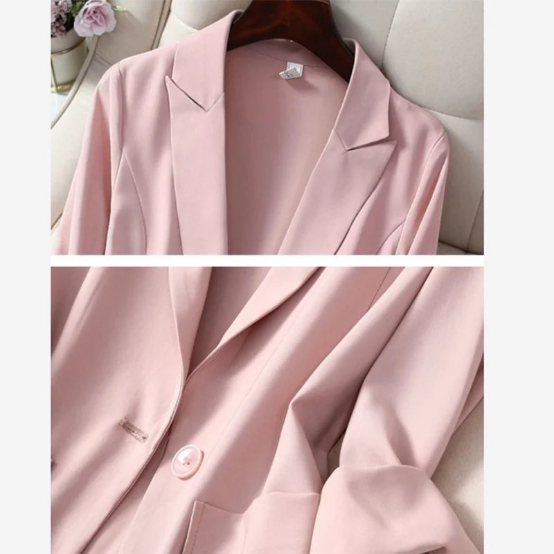 Suit Jacket Women 2022 New Spring Summer Thin Pink Black Blazer Casual Tops Fashion Solid color Loose Coat Female Jacket