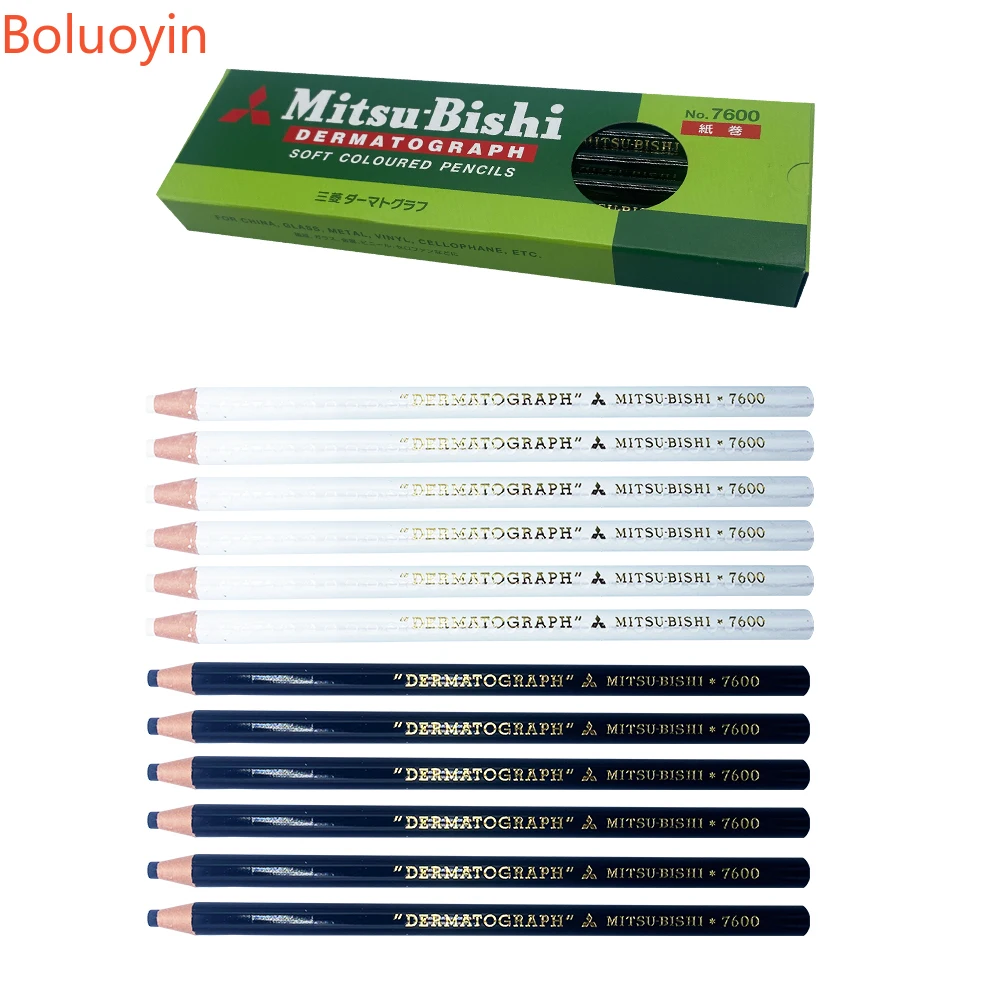 2 Cái/12 Nhật Bản Lông Mày Trang Điểm Bút Dermograph 7600 Bút Chì Trắng Đen Cho Hình Xăm Lông Mày UNI Bút Sơn bút Chì Bán Buôn