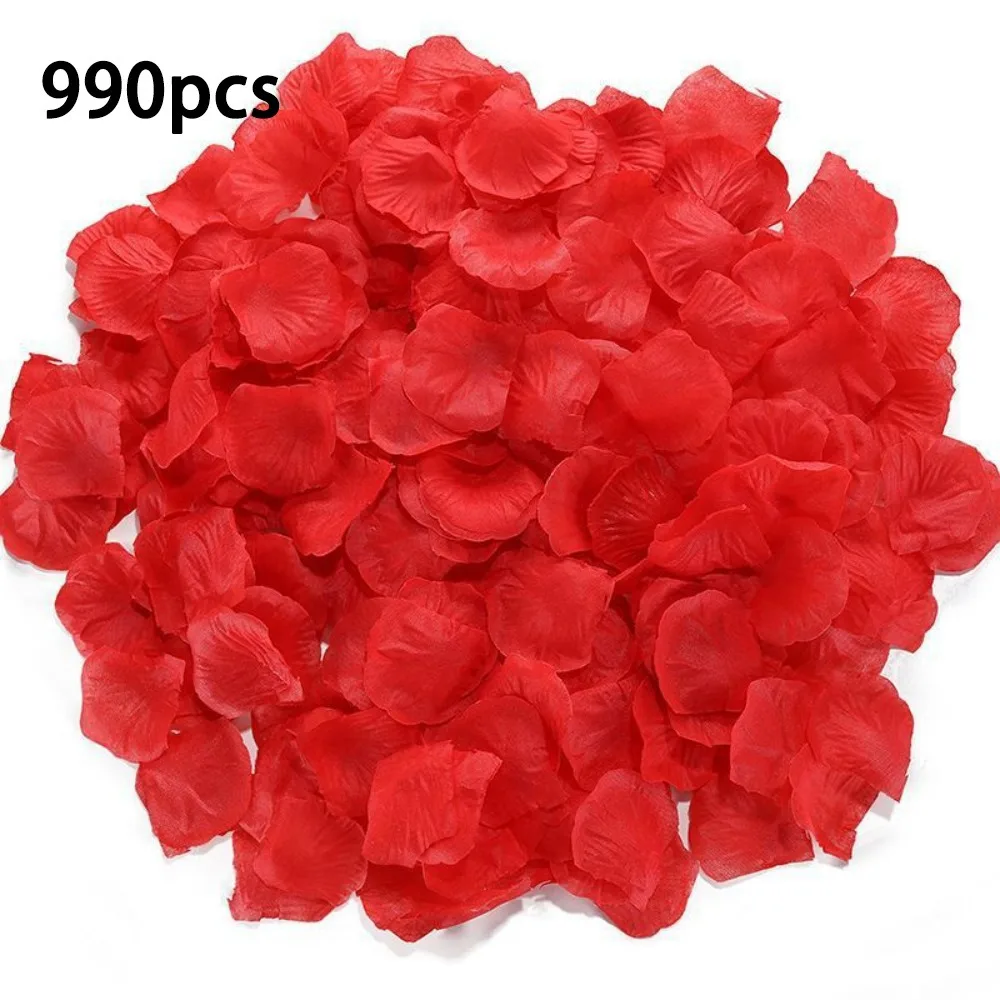 990pcs DIY Simulated Rose Petals Party Supplies Romantic Fake Flower Petals Wedding Valentine's Day Decoration Party