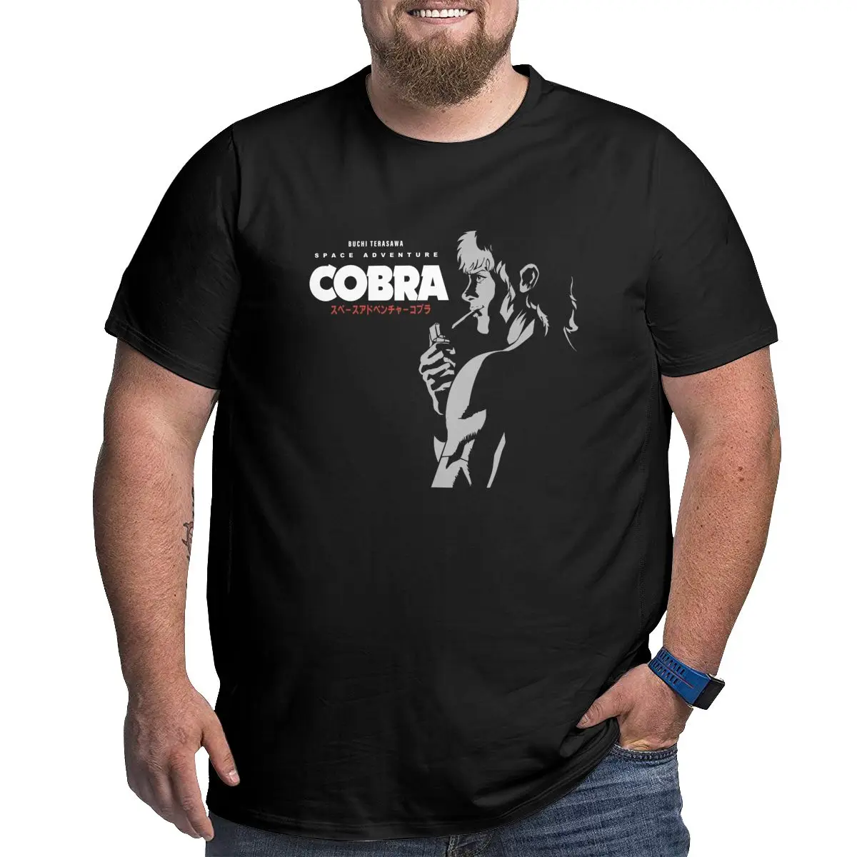 Space Adventure Cobra Psychogun Kobura Adventure Anime BUCHI TERASAWA  printed t-shirt Big Tall Tee plus Size 4XL 5XL 6XL