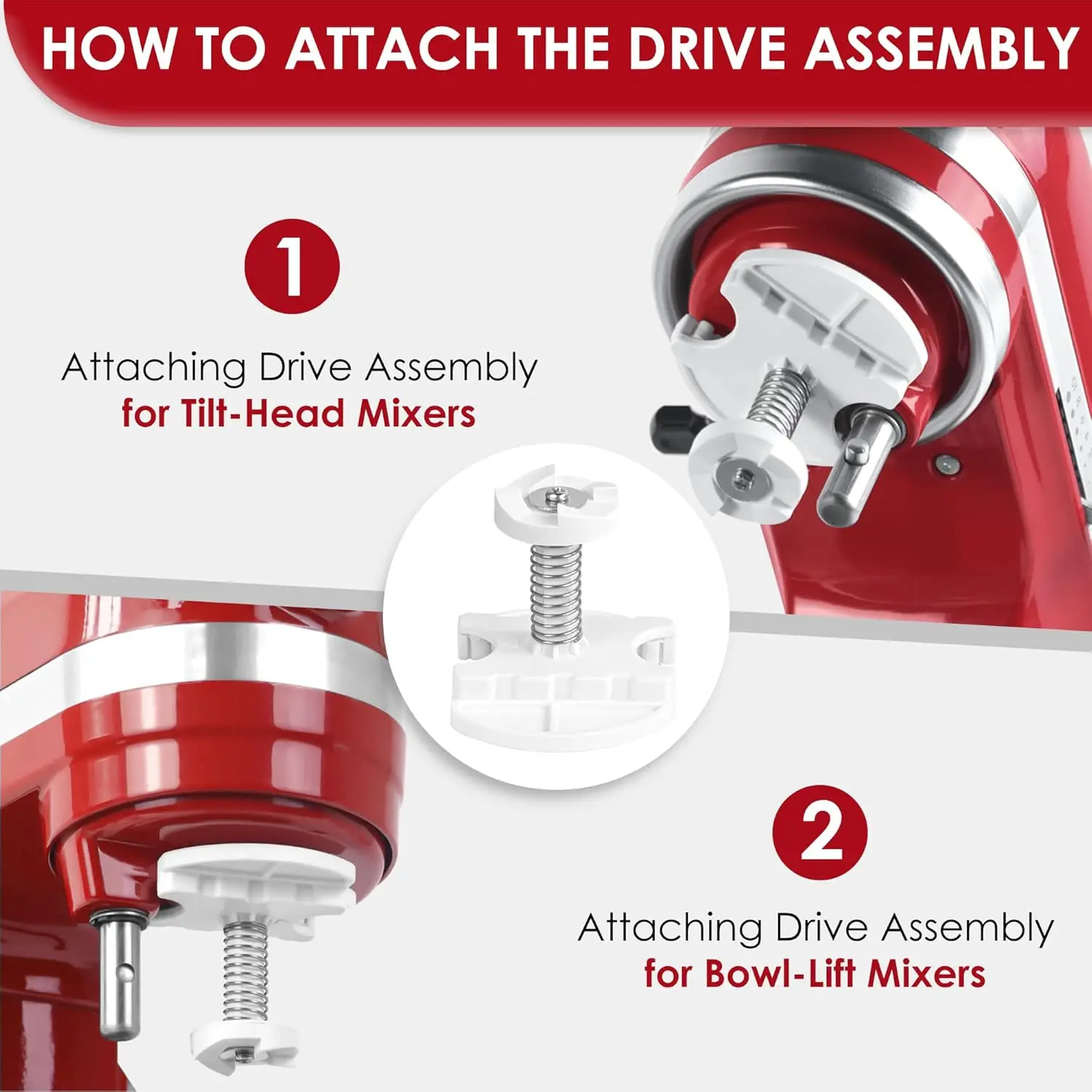 Ice Cream Maker Attachment for KitchenAid Stand Mixers - Compatible with 4.5/5QT and 6QT Models, 2 - Quart Bowl for Making Yogur