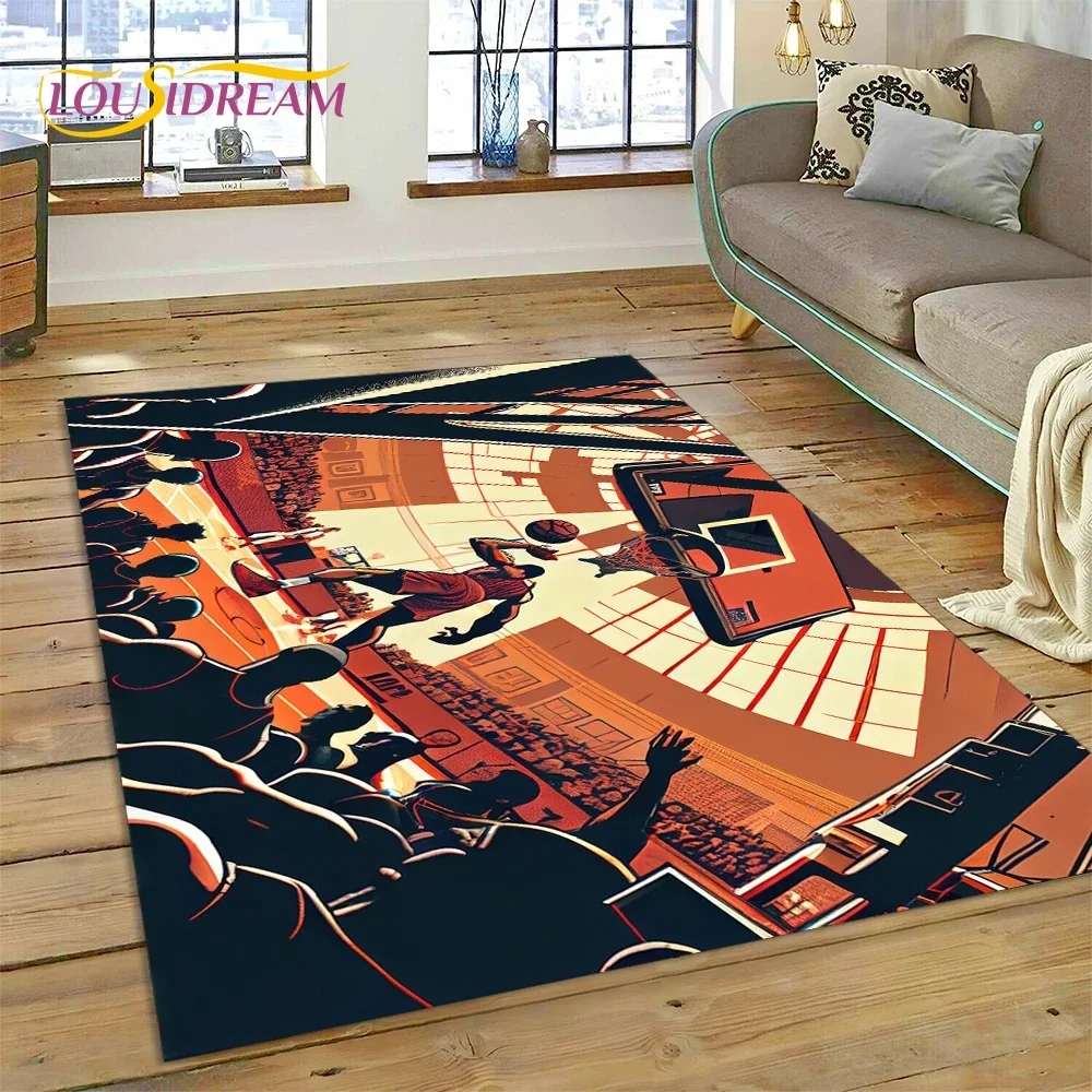 

Basketball Court Frame Cartoon Carpet Rug for Bedroom Living Room Home Sofa Decoration,Children Game Large Decor Floor Mat Gift