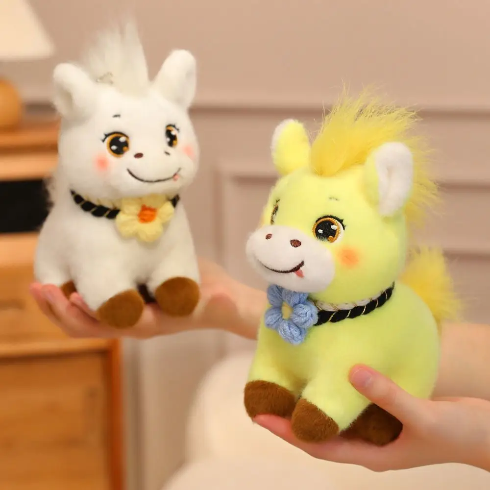 PP algodão cavalo mascote animal de pelúcia macio cavalo animal de pelúcia dos desenhos animados com flor cavalo pentante decoração festiva