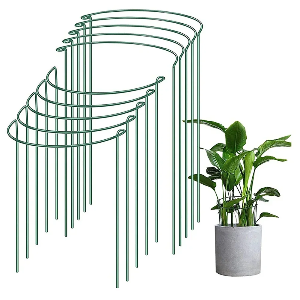 2pcs Sturdy Metal Plant Support Stakes For Garden Green Ring Border For Tomato Hydrangea Flower Outdoor